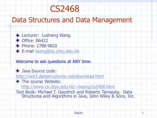 CS2468 Data Structures and Data Management