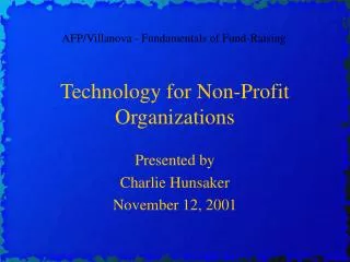 Technology for Non-Profit Organizations