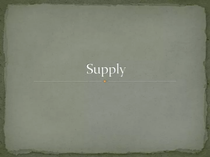 supply