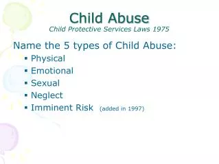 Child Abuse Child Protective Services Laws 1975