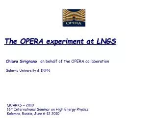 The OPERA experiment at LNGS