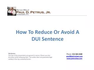 How To Reduce Or Avoid A DUI Sentence