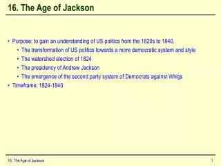16. The Age of Jackson