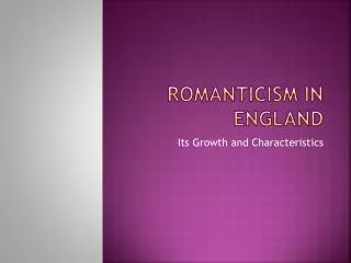 Romanticism in England
