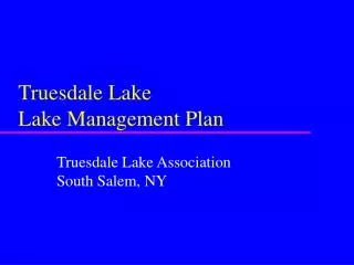 Truesdale Lake Lake Management Plan