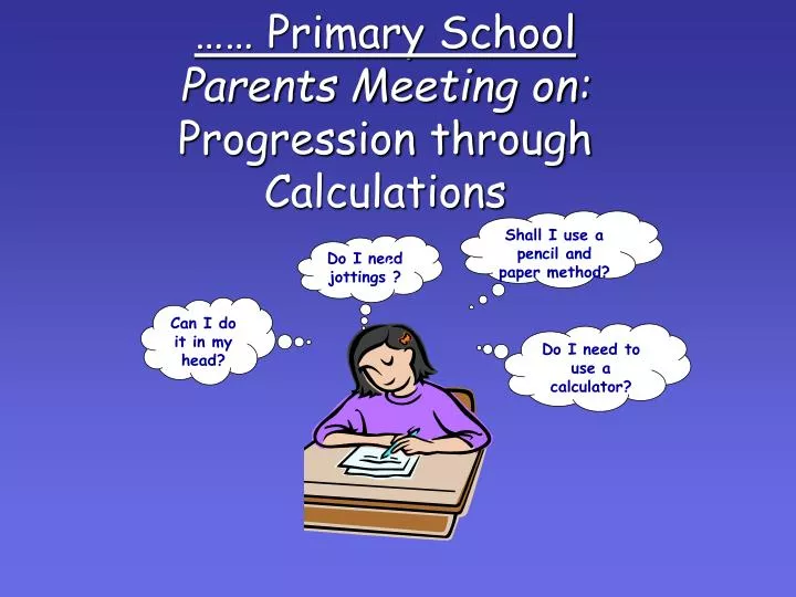 primary school parents meeting on progression through calculations