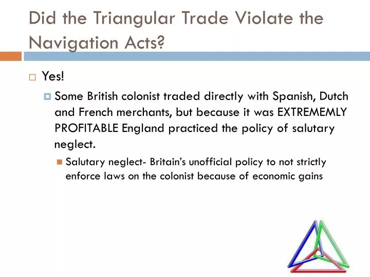 did the triangular trade violate the navigation acts
