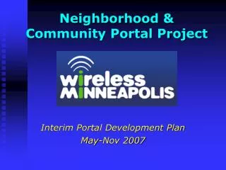 Neighborhood &amp; Community Portal Project