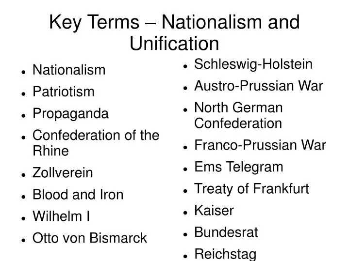 key terms nationalism and unification