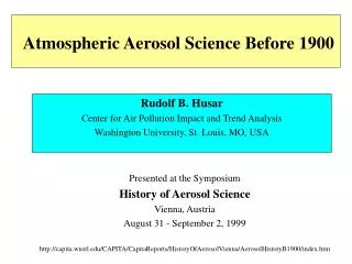 Atmospheric Aerosol Science Before 1900