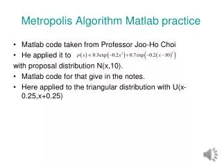 Metropolis Algorithm Matlab practice