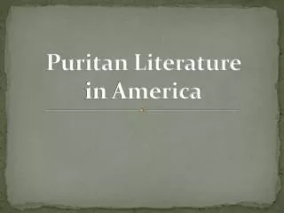 Puritan Literature in America