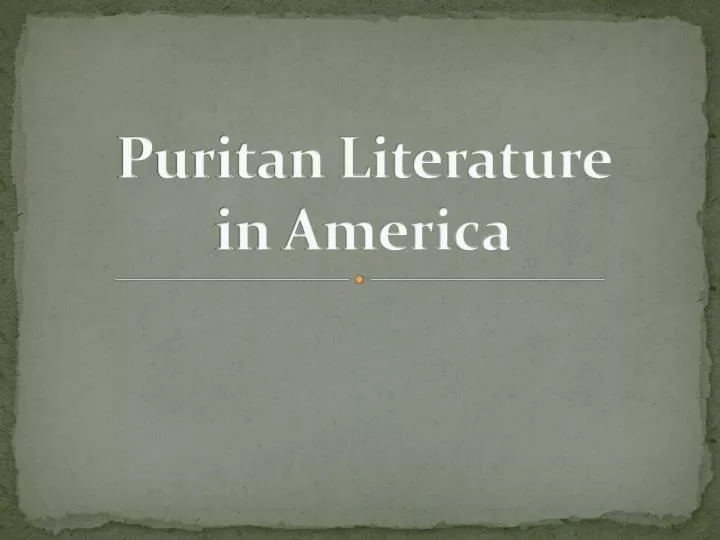 puritan literature in america