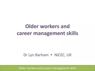 Older workers and career management skills