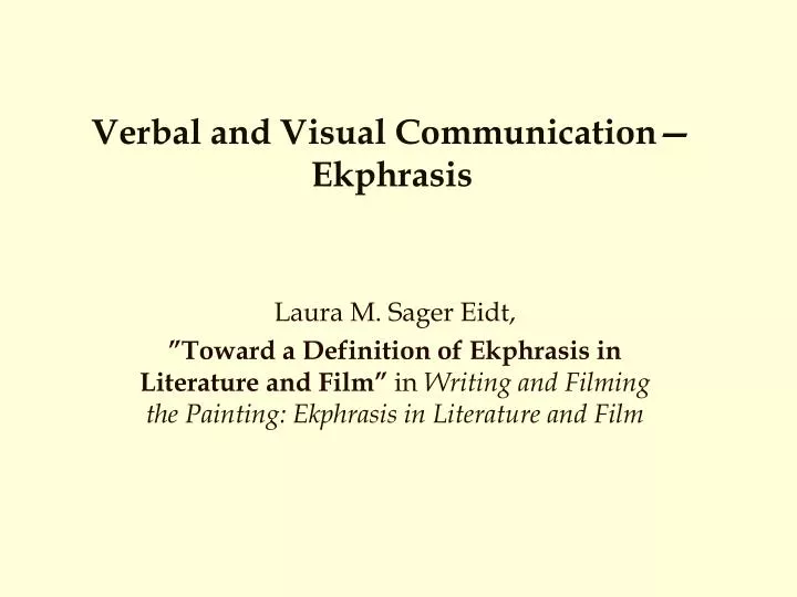 verbal and visual communication ekphrasis