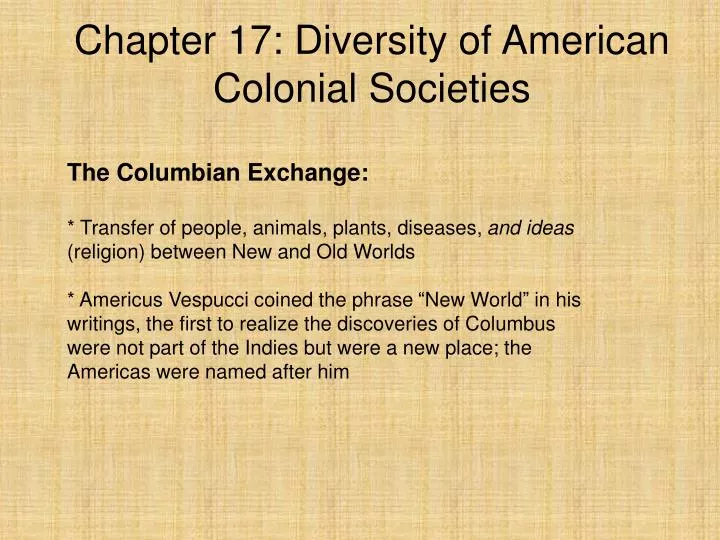 chapter 17 diversity of american colonial societies