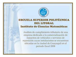 ESCUELA SUPERIOR POLITÉCNICA DEL LITORAL Instituto de Ciencias Matemáticas
