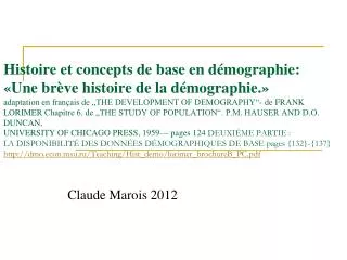 Claude Marois 2012