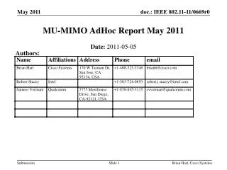 MU-MIMO AdHoc Report May 2011