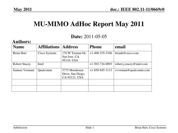 mu mimo adhoc report may 2011