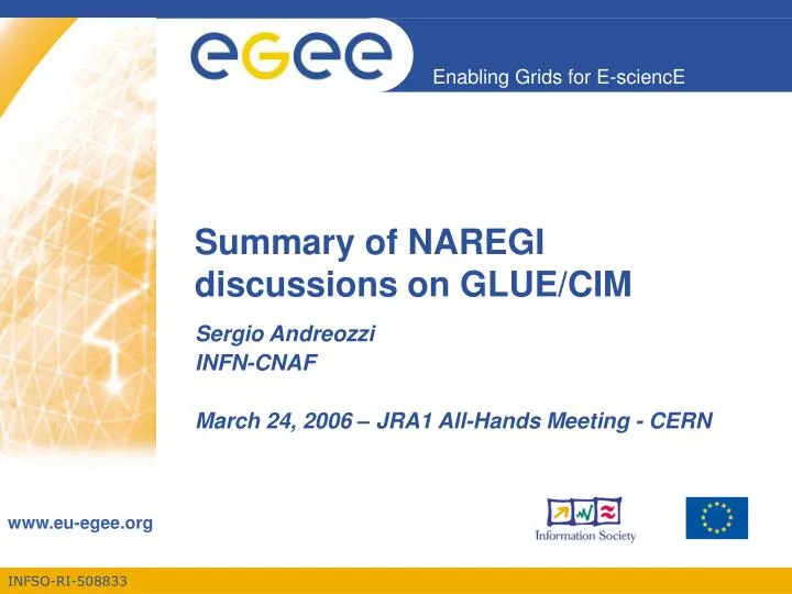 summary of naregi discussions on glue cim