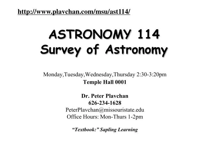 astronomy 114 survey of astronomy