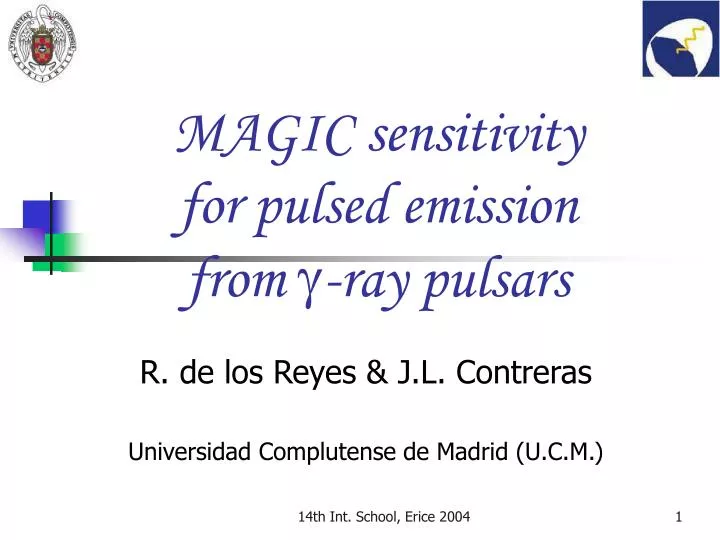 magic sensitivity for pulsed emission from ray pulsars