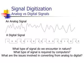 Signal Digitization Analog vs Digital Signals