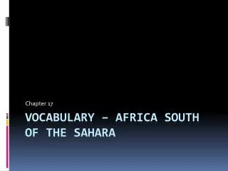 Vocabulary – Africa South of the Sahara