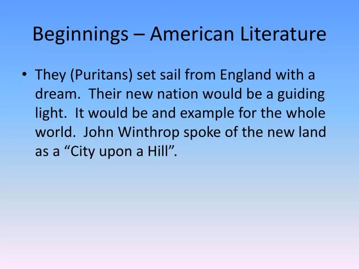 beginnings american literature