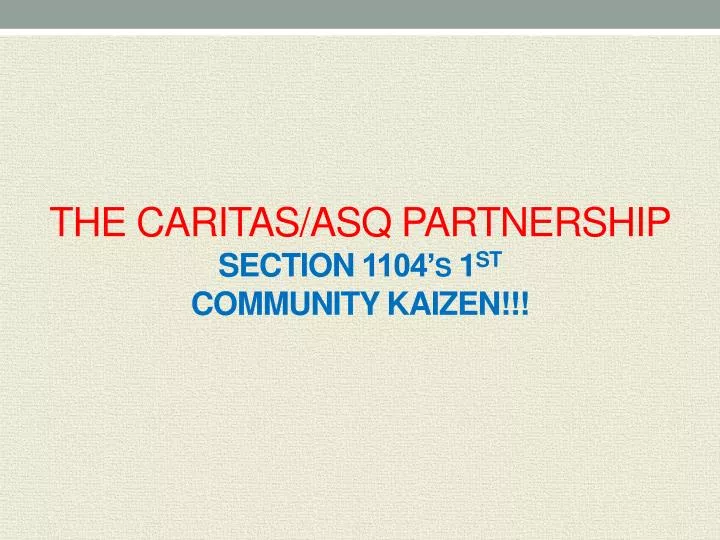 the caritas asq partnership section 1104 s 1 st community kaizen