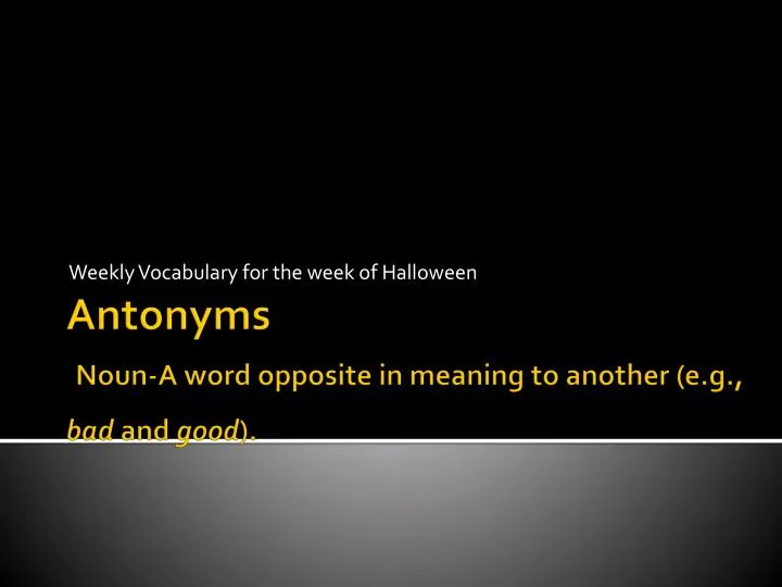weekly vocabulary for the week of halloween