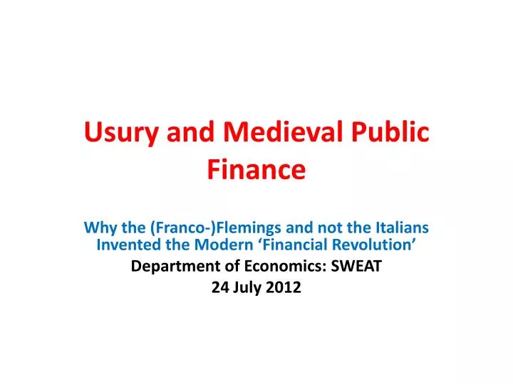 usury and medieval public finance