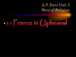 A.P. Euro Unit 3 Wars of Religion