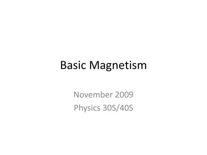 basic magnetism