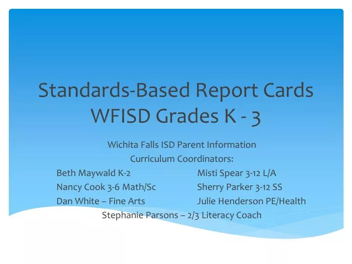 standards based report cards wfisd grades k 3