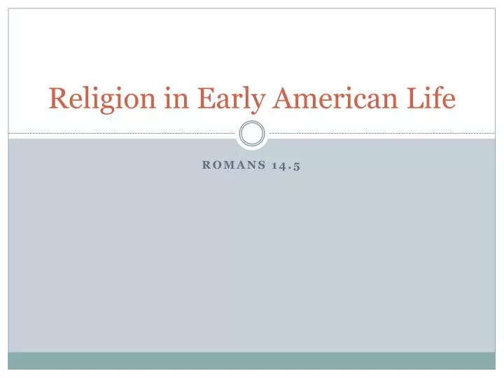 religion in early american life