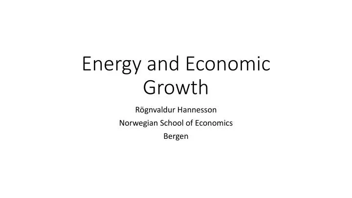 energy and economic growth