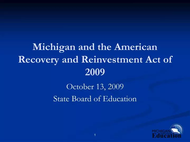 michigan and the american recovery and reinvestment act of 2009