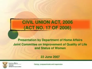 CIVIL UNION ACT, 2006 (ACT NO. 17 OF 2006)