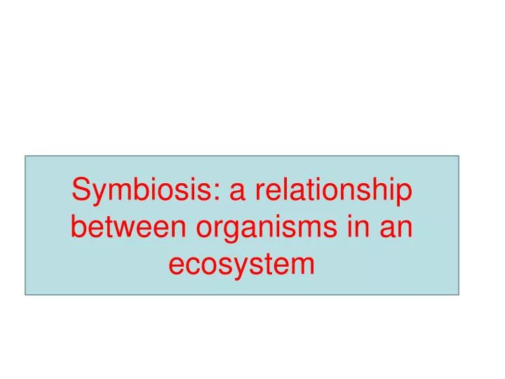 symbiosis a relationship between organisms in an ecosystem