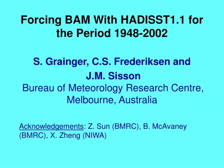 forcing bam with hadisst1 1 for the period 1948 2002