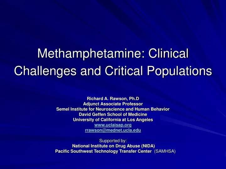 methamphetamine clinical challenges and critical populations