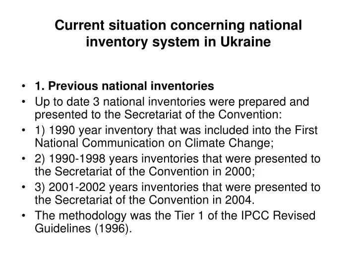 current situation concerning national inventory system in ukraine