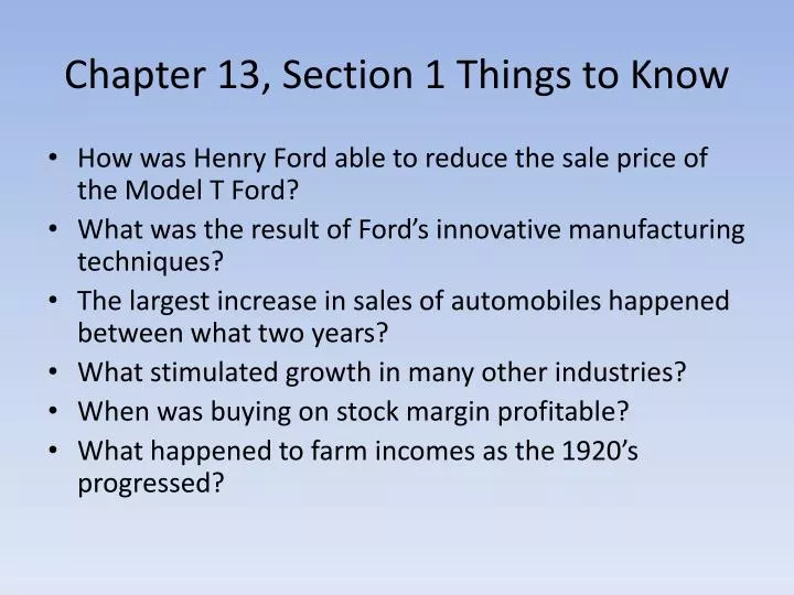 chapter 13 section 1 things to know
