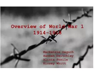 Overview of World War 1 1914-1918