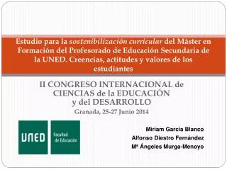 II CONGRESO INTERNACIONAL de CIENCIAS de la EDUCACIÓN y del DESARROLLO Granada, 25-27 Junio 2014