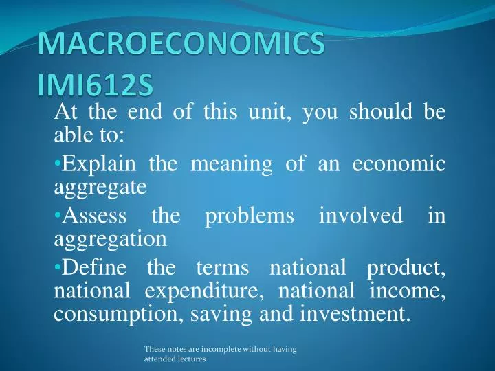 macroeconomics imi612s