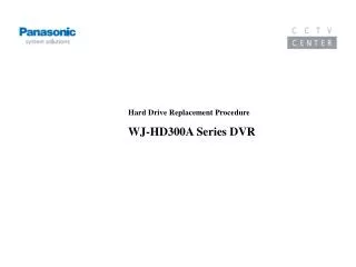 Hard Drive Replacement Procedure WJ-HD300A Series DVR