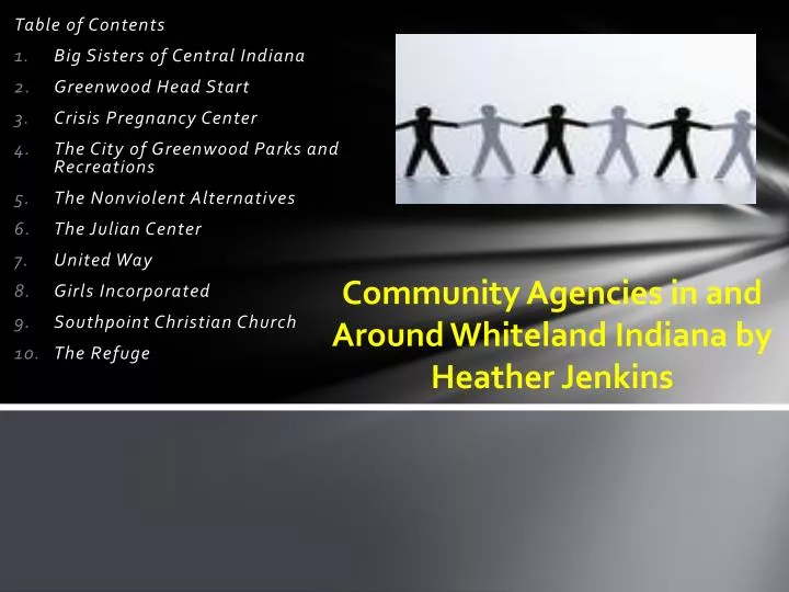 community agencies in and around whiteland indiana by heather jenkins